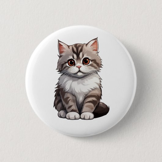 漫画の猫のイラストレーション 缶バッジ (正面)