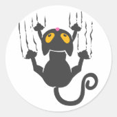 漫画の猫のスクラッチウォール – バックカラーを選択 ラウンドシール (正面)