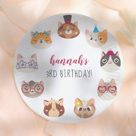 漫画の猫の完璧な誕生日パーティー ペーパープレート