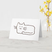 漫画の猫の落書きの線画グリーティングカード カード (黄色い花)