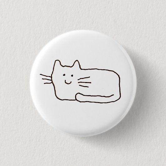 漫画の猫の落書き線画 缶バッジ (正面)