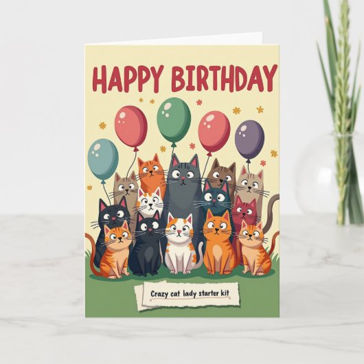 漫画の猫の誕生日カード カード (正面)