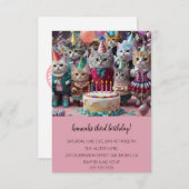 漫画の猫キッズパーフェクト誕生日パーティー 招待状 (正面/裏面)