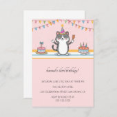 漫画の猫キッズパーフェクト誕生日パーティー 招待状 (正面/裏面)