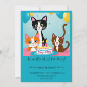 漫画の猫キッズパーフェクト誕生日パーティー 招待状 (正面)