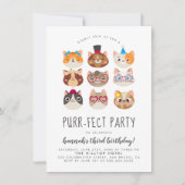 漫画の猫キッズパーフェクト誕生日パーティー 招待状 (正面)