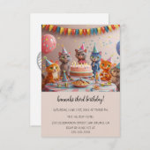 漫画の猫キッズパーフェクト誕生日パーティー 招待状 (正面/裏面)