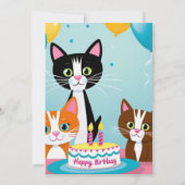 漫画の猫キッズパーフェクト誕生日パーティー 招待状 (裏面)