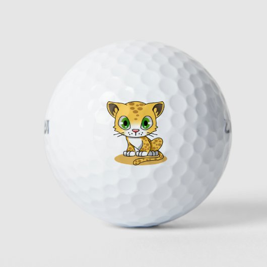 漫画の猫キャラクターネコLヒョウ ゴルフボール (正面)