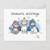 漫画の猫クリスマスカロリング季節のごあいさつ シーズンポストカード (正面)