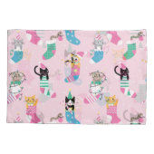 漫画の猫クリスマスシームレスなパターン 枕カバー (裏面)