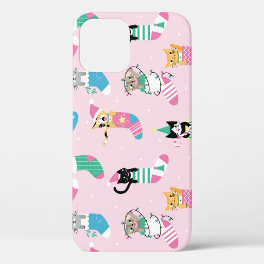 漫画の猫クリスマスシームレスなパターン Case-Mate iPhoneケース (裏面)