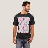漫画の猫クリスマスシームレスなパターン Tシャツ (正面フル)