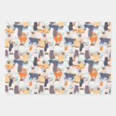 漫画の猫ペットパターンのプレゼント ラッピングペーパーシート (正面3)