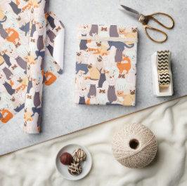 漫画の猫ペットパターンのプレゼント ラッピングペーパー