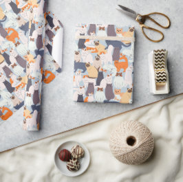 漫画の猫ペットパターンのプレゼント ラッピングペーパー