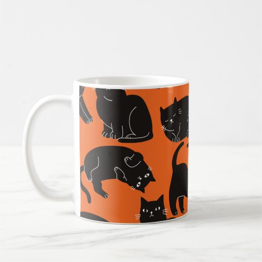 漫画の猫手描きパターン コーヒーマグカップ (左)