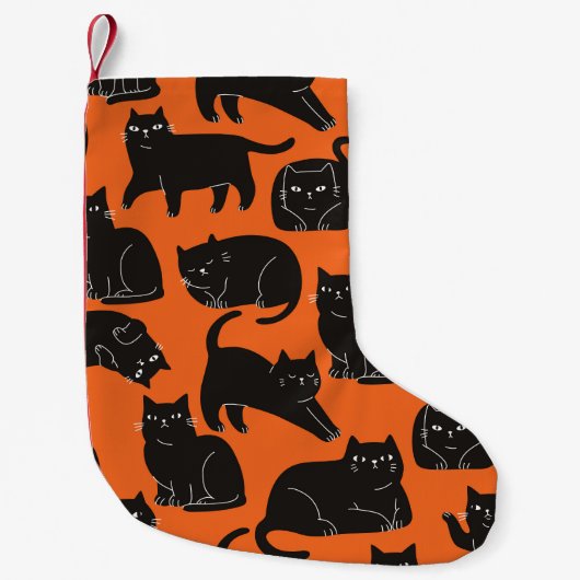 漫画の猫手描きパターン スモールクリスマスストッキング (正面)