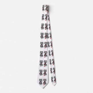 漫画の猫、天使と悪魔 – バックカラーを選択 ネクタイ
