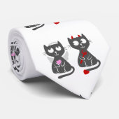 漫画の猫、天使と悪魔 – バックカラーを選択 ネクタイ (ロール)