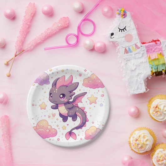 漫画の甘いドラゴンベビーシャワー ペーパープレート (パーティー)
