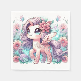 漫画の甘いユニコーン赤ちゃんシャワー スタンダードカクテルナプキン