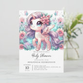 漫画の甘いユニコーン赤ちゃんシャワー 招待状 (スタンド正面)