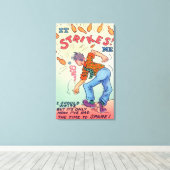 漫画の男のボーリング キャンバスプリント (インサイチュ (ウッドフロア))