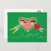 漫画の男の子と女の子のループ愛の写真バレンタイン ポストカード (正面/裏面)