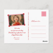 漫画の男の子と女の子のループ愛の写真バレンタイン ポストカード (裏面)