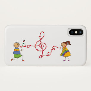 漫画の男の子の女の子かわいいラブソングセレナーデ提案 iPhone X ケース
