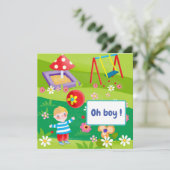 漫画の男の子の赤ちゃんシャワー招待状 シーズンカード (スタンド正面)