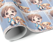 漫画の男の食べ子のアイスクリームコーン ラッピングペーパー (ロールコーナー)