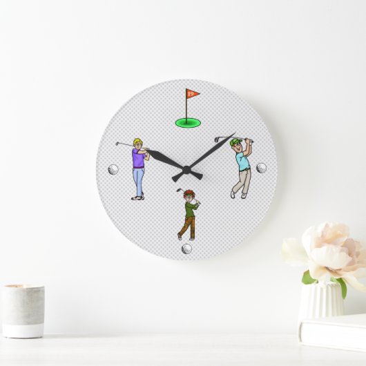 漫画の男性ゴルファーの壁時計 ラージ壁時計 (ホーム)