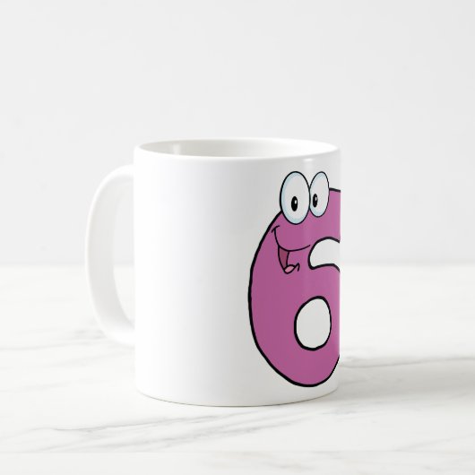 漫画の番号6おもしろい紫の笑顔6 コーヒーマグカップ (正面左)