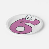 漫画の番号6おもしろい紫の笑顔6 ペーパープレート (アングル)