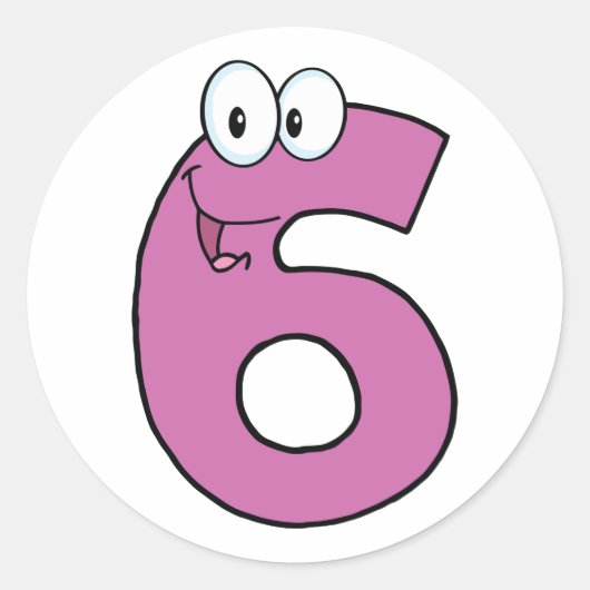 漫画の番号6おもしろい紫の笑顔6 ラウンドシール (正面)