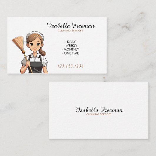 漫画の白いブロムハウスメイドクリーニング 名刺 (正面/裏面)