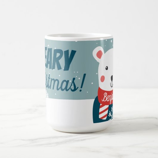 漫画の白いホッキョクグマのマグカップを持つベーリークリスマス コーヒーマグカップ (中央)