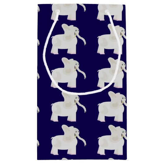 漫画の白い象のギフト交換 スモールペーパーバッグ (裏面)