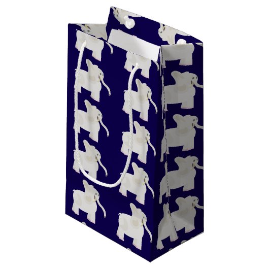 漫画の白い象のギフト交換 スモールペーパーバッグ (正面アングル)