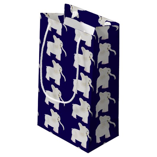 漫画の白い象のギフト交換 スモールペーパーバッグ (裏面アングル)