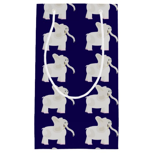 漫画の白い象のギフト交換 スモールペーパーバッグ (正面)