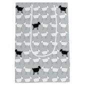 漫画の白黒ヒツジのモノラルギフトバッグ ミディアムペーパーバッグ (裏面)