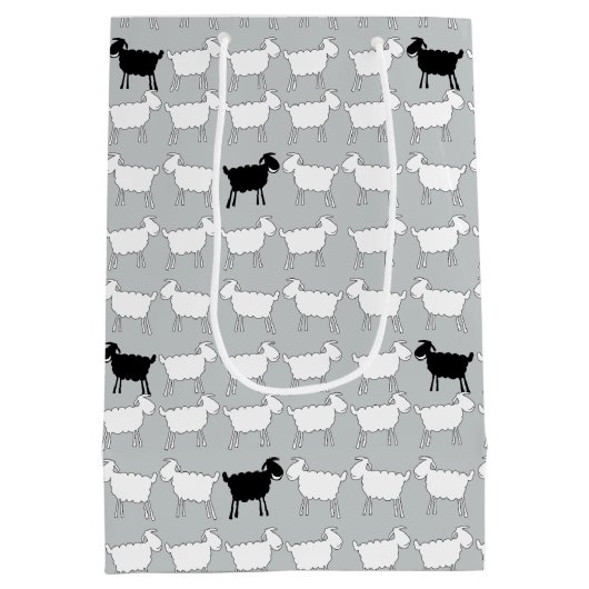 漫画の白黒ヒツジのモノラルギフトバッグ ミディアムペーパーバッグ (裏面)