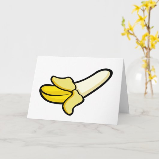 漫画の皮をむいたバナナのフルーツ空白のグリーティングカード カード (黄色い花)