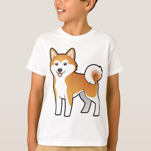 漫画の秋田犬/柴犬 Tシャツ (正面)