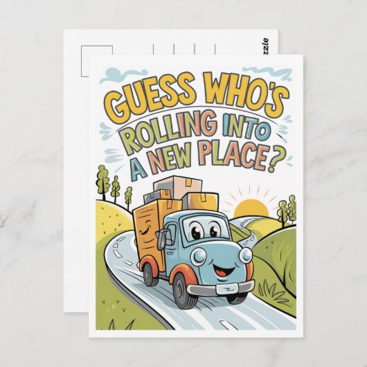 漫画の移動トラックの移動発表はがき ポストカード (正面/裏面)