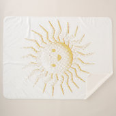 漫画の笑顔の太陽顔ザズルハートトートバッグ シェルパブランケット (正面(横))