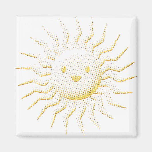 漫画の笑顔の太陽顔 マグネット (正面)